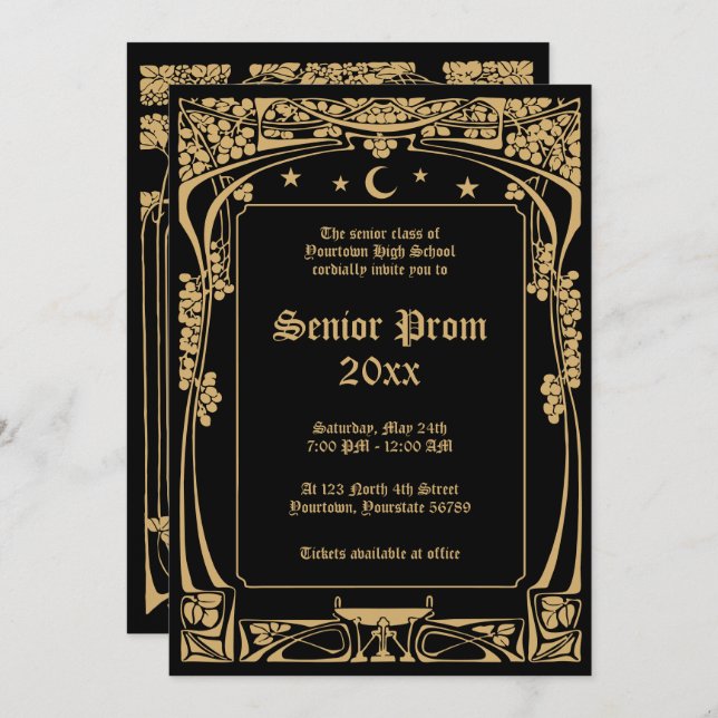 Art Nouveau Prom Invitation (Front/Back)