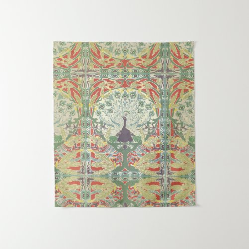 Art Nouveau Proud Peacock Vintage Wallpaper Tapestry