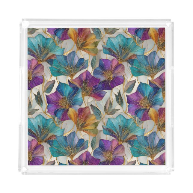 Art Nouveau purple clematis  Acrylic Tray (Front)