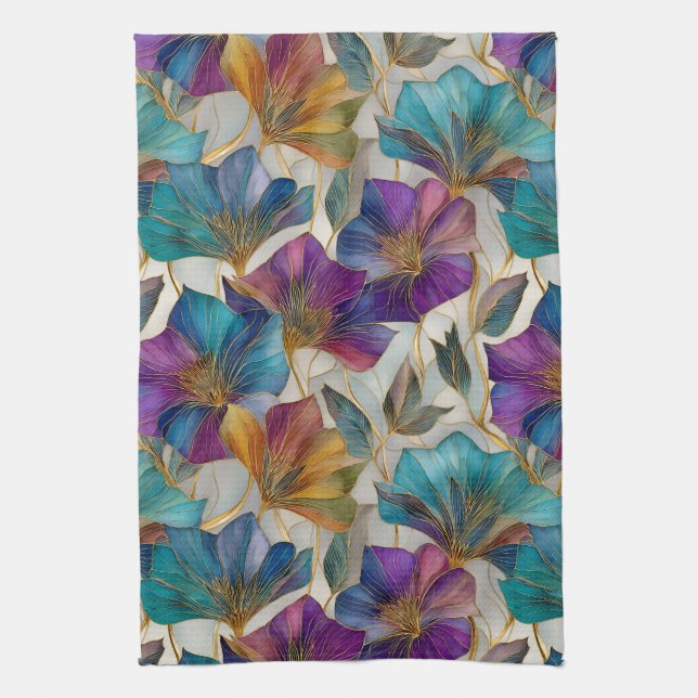 Art Nouveau purple clematis  Kitchen Towel (Vertical)