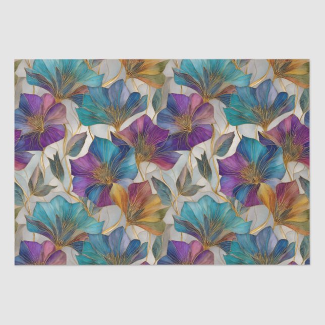Art Nouveau purple clematis Tissue Paper (Front)