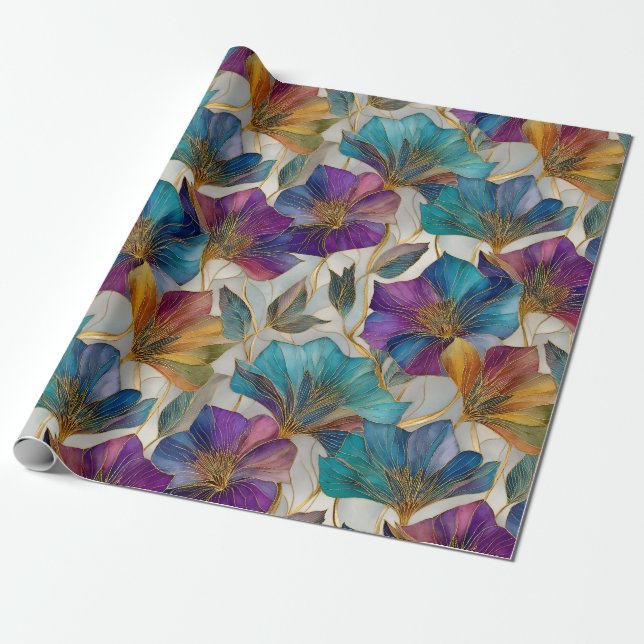 Art Nouveau purple clematis Wrapping Paper (Unrolled)