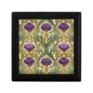 Art Nouveau Purple Gold Thistle Gift Box