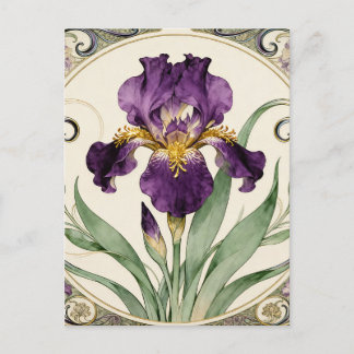 Art Nouveau Purple Iris Postcard