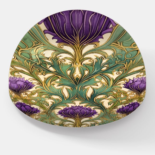 Art Nouveau purple thistle Paperweight (Angled)