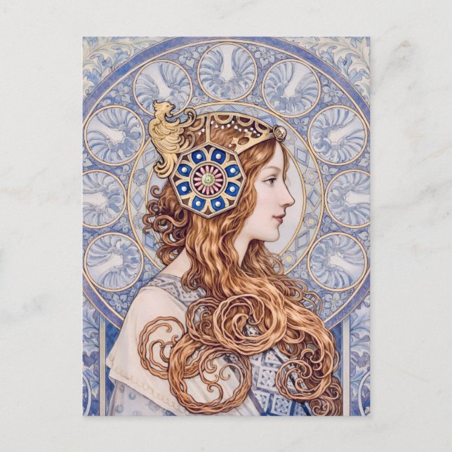 Art Nouveau Queen Portrait Postcard (Front)