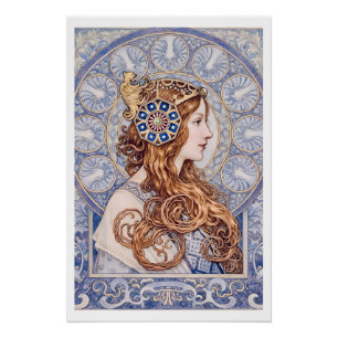 Art Nouveau Queen Portrait Poster