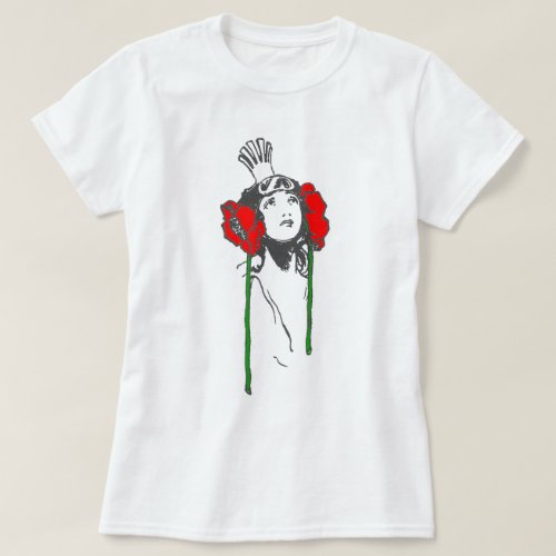 Art Nouveau Queen Red Poppies Ozma of Oz T_Shirt
