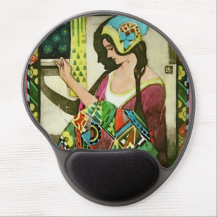 Art Nouveau Quilter – Vintage Sewing Woman Gel Mouse Pad