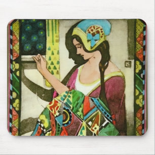 Art Nouveau Quilter – Vintage Sewing Woman  Mouse Pad