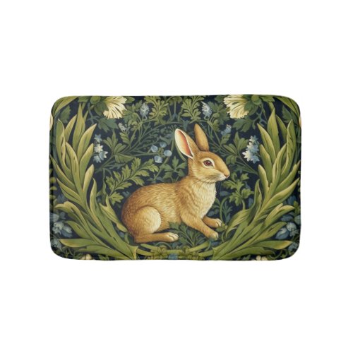 Art nouveau rabbit in the garden bath mat