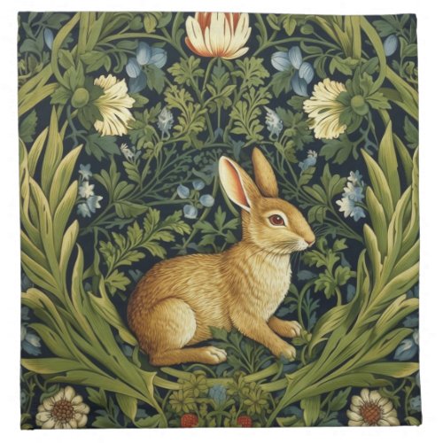 Art nouveau rabbit in the garden cloth napkin