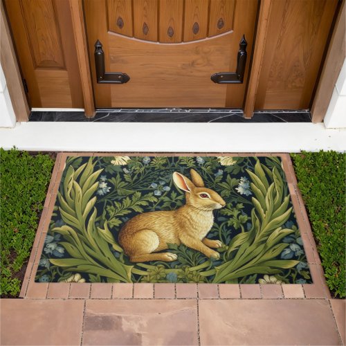 Art nouveau rabbit in the garden doormat