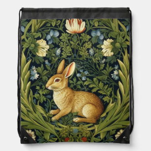 Art nouveau rabbit in the garden drawstring bag
