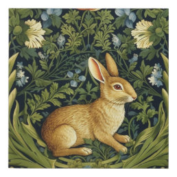 Art nouveau rabbit in the garden faux canvas print