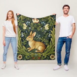 Art nouveau rabbit in the garden fleece blanket