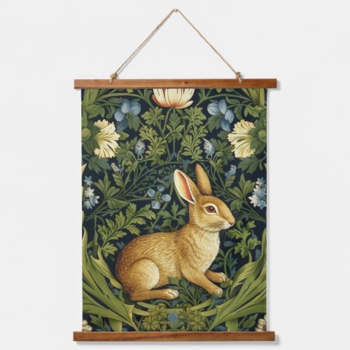 Art nouveau rabbit in the garden hanging tapestry