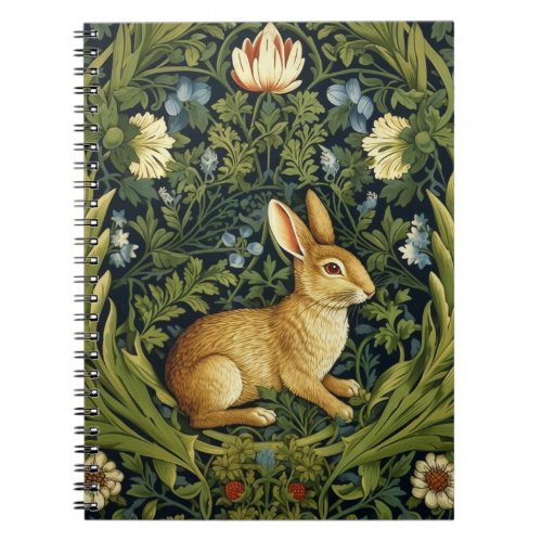 Art nouveau rabbit in the garden notebook
