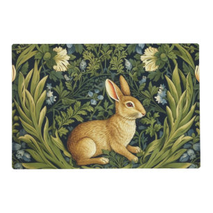 Art nouveau rabbit in the garden placemat