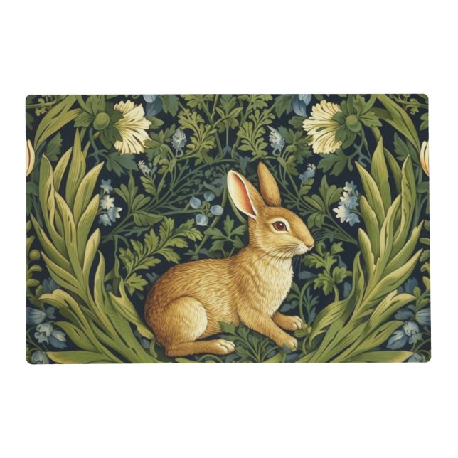 Art nouveau rabbit in the garden placemat (Front)