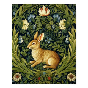 Art nouveau rabbit in the garden poster