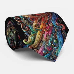 Art Nouveau Rainbow Circuit Board Necktie