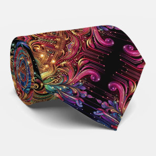 Art Nouveau Rainbow Circuit Board Necktie