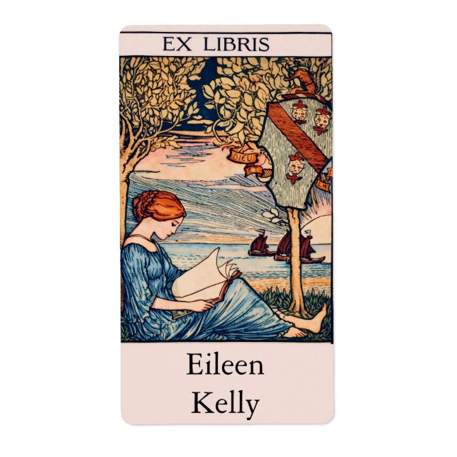 Art Nouveau Reading Woman Label (Front)