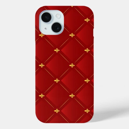 Art Nouveau red and gold holiday iPhone 15 Case