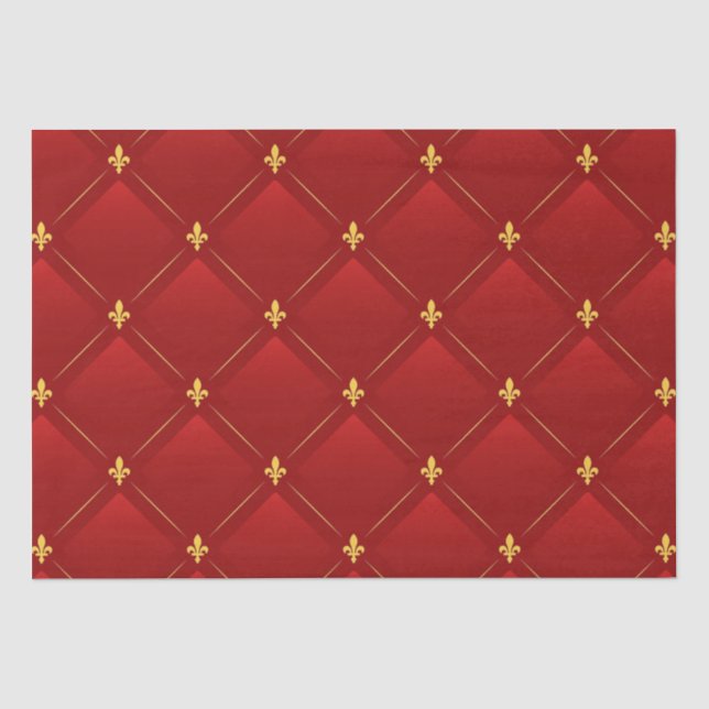 Art Nouveau red and gold holiday Tissue Paper (Front)