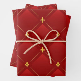 Art Nouveau red and gold holiday Wrapping Paper Sheets