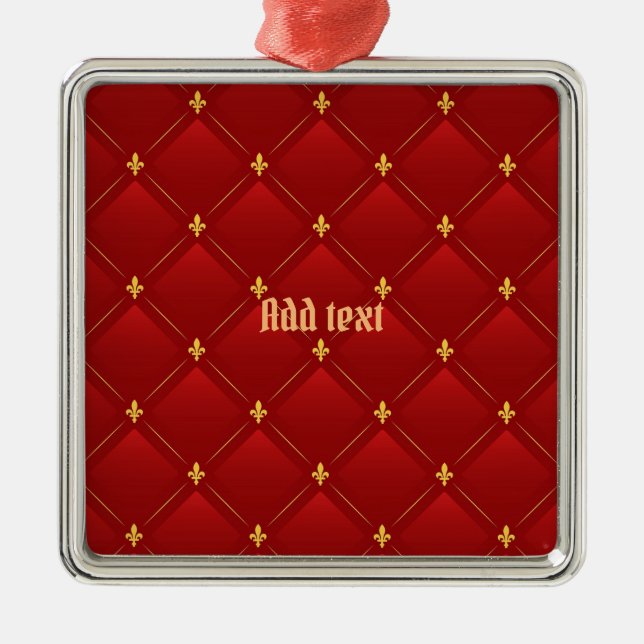 Art Nouveau red and gold TEMPLATE Metal Ornament (Front)