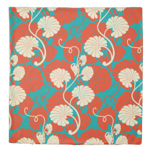 art nouveau, red,blue,beige,floral,belle époque,vi duvet cover