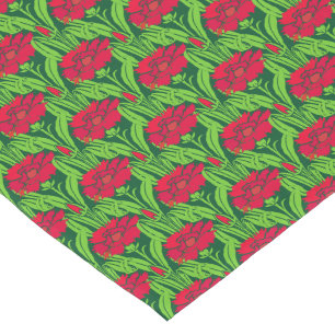 Art Nouveau red Carnations floral damask Short Table Runner
