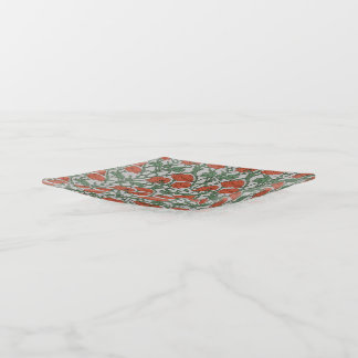 Art Nouveau Red Poppy Floral Print Trinket Tray