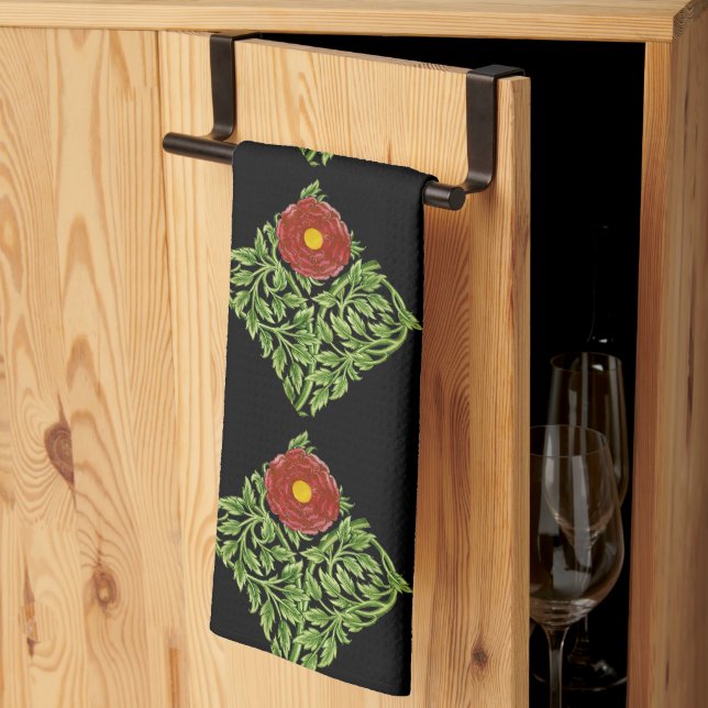 Art Nouveau Red Rose De Morgan  Kitchen Towel (Thirds Fold)