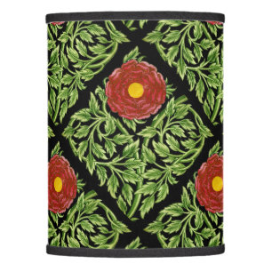 Art Nouveau Red Rose De Morgan Lamp Shade