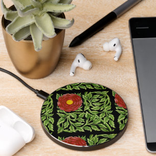 Art Nouveau Red Rose De Morgan Wireless Charger