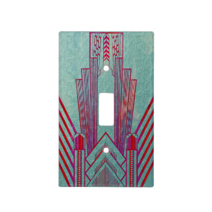 Art nouveau, red, teal, green,vintage,art deco,ele light switch cover