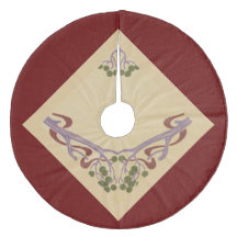 Art Nouveau Red Wine Christmas Tree Skirt by Janz