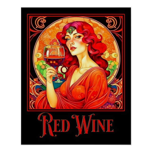 Art Nouveau Red Wine Poster (Front)