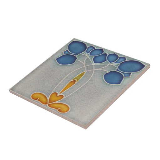 Art Nouveau Repro Antique Jugendstil Blue Floral Ceramic Tile | Zazzle