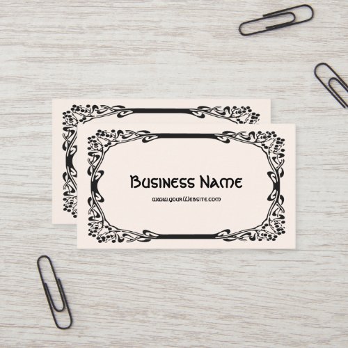 Art Nouveau Retro Elegant Black Decorative Border Business Cards