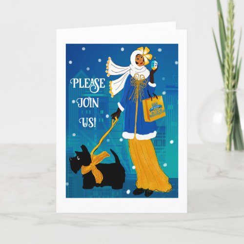 Art Nouveau Retro Hanukkah Invitation Card