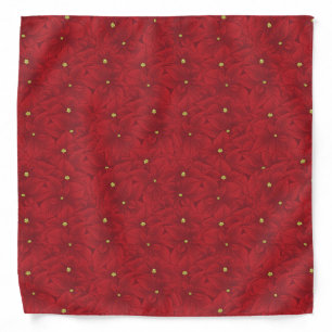 Art Nouveau Retro Red Floral Christmas Poinsettia Bandana