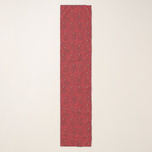 Art Nouveau Retro Red Floral Christmas Poinsettia Scarf