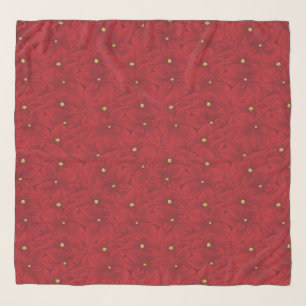 Art Nouveau Retro Red Floral Christmas Poinsettia Scarf