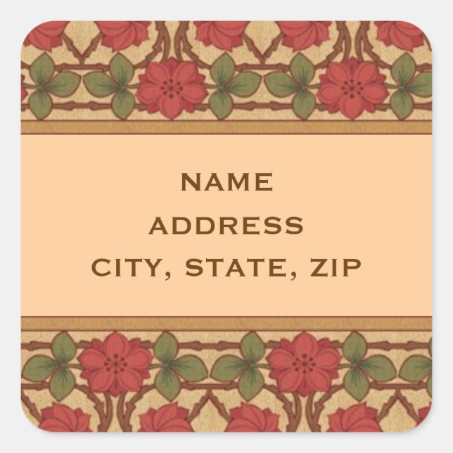 Art Nouveau Rose Design Square Sticker (Front)