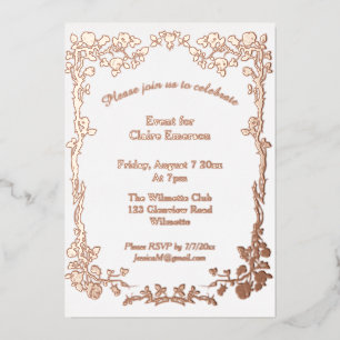 Art nouveau rose gilded foil invitation