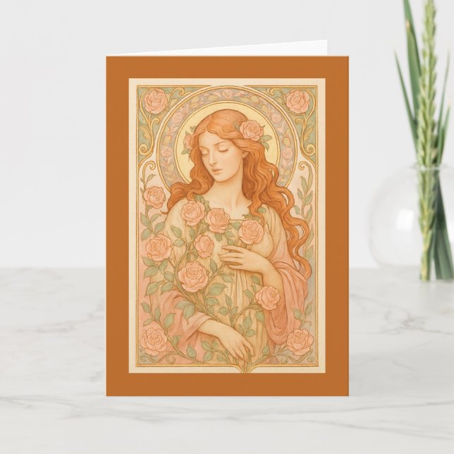 Art Nouveau Rose Maiden Card (Front)